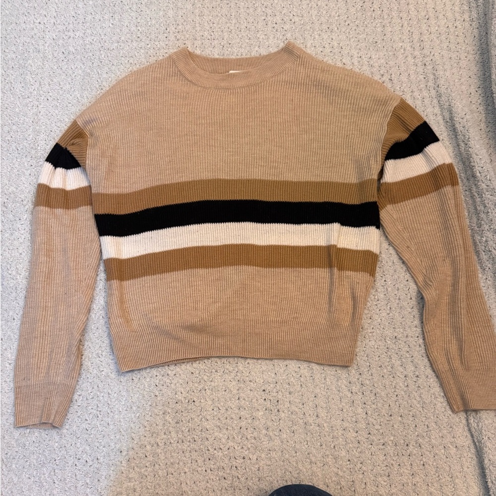 Gilli Black and White Striped Crew Neck Sweater